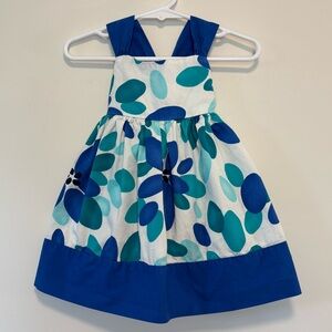 Gymboree 2015 Seaside Stroll Bow Back Blue Flower Dress Baby Girl 6-12 Months